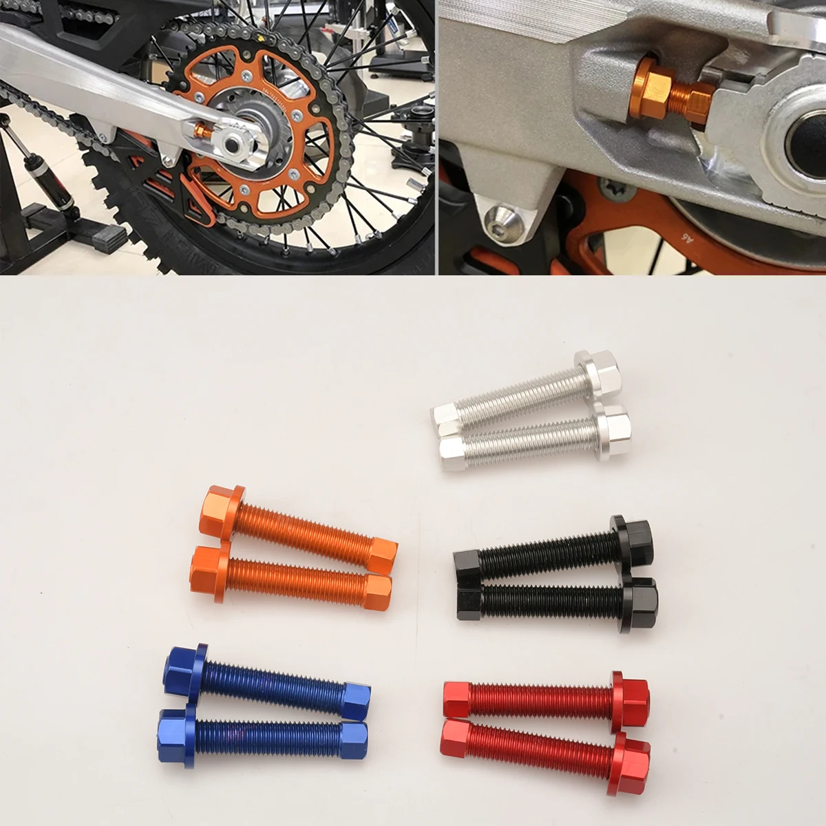 For KTM 125 150 200 250 300-500 XC XCF XCW SX SXF EXC EXCF TPi 6D 2007-2023 M10 Motorcycle CNC Chain Regulator Screws And Nuts