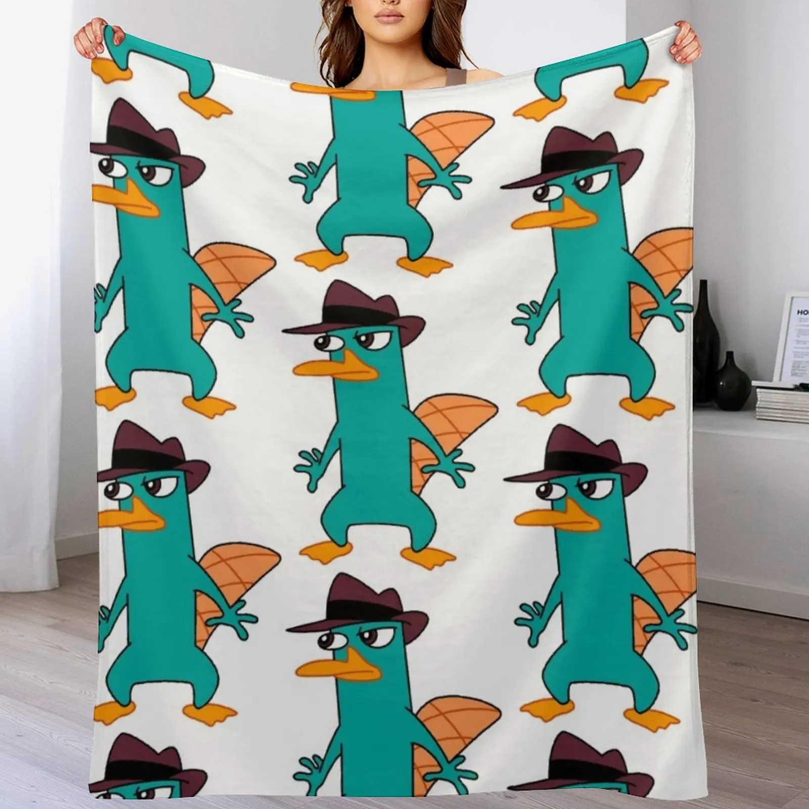 perry the platypus (7) Throw Blanket For Baby Moving for sofa Flannel Fabric Blankets