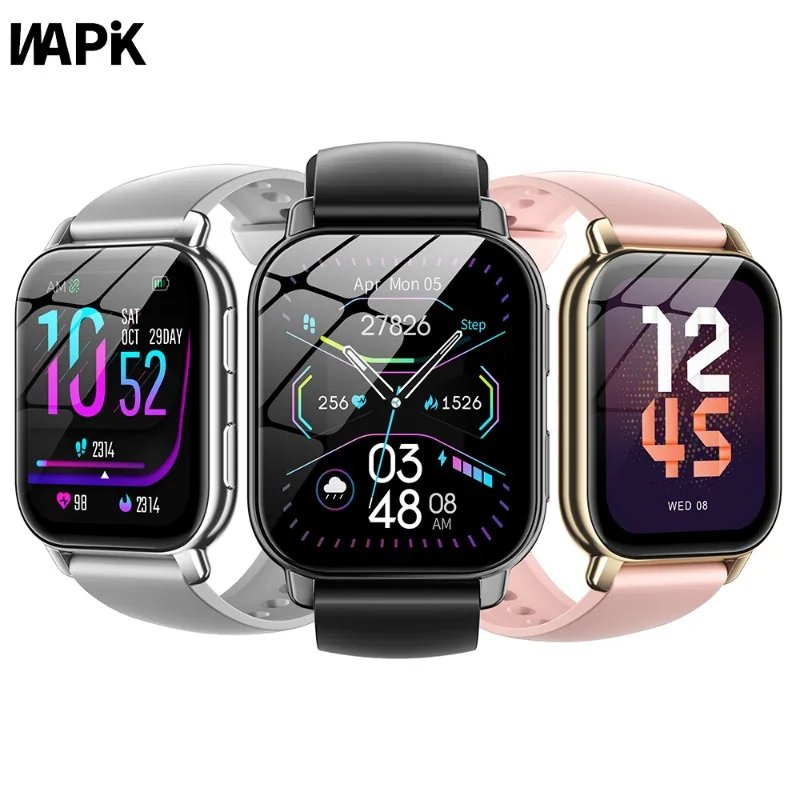 

Wapik Voice Calling Smart Watch P5S 1.85-inch Health Sport Monitoring Smart Notifications Watch IOS Android Phone Compatible