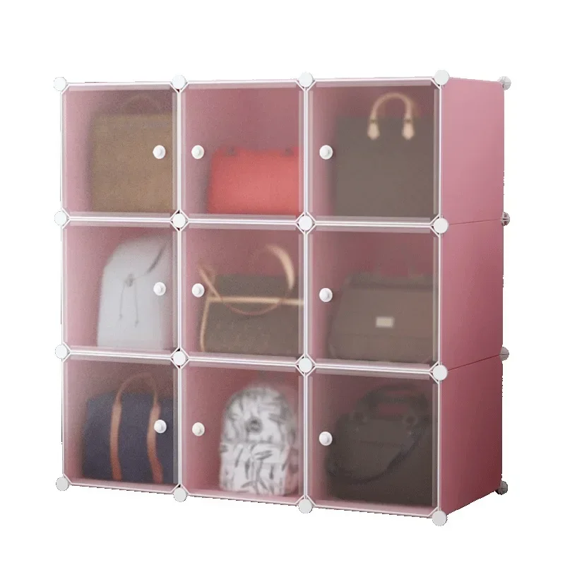 Plastic combination light powder frosted storage cabinet DIY magic chip simple combination wardrobe Storage combination cabinet