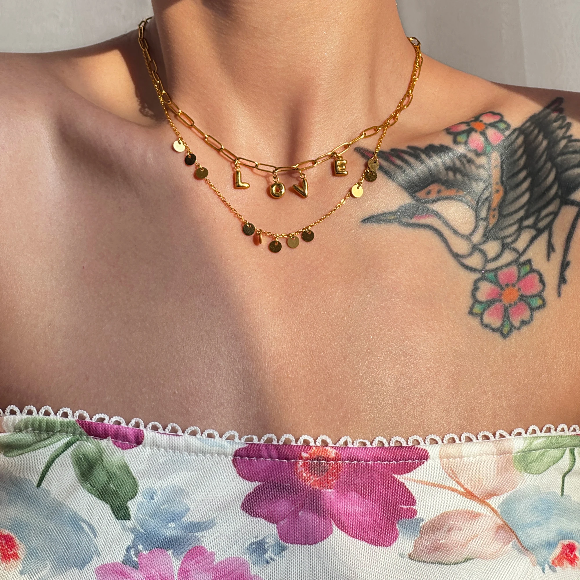 

DASEIN New Alphabet Love Dainty Stackable Durable Pendant Necklace 18k Gold Plated Stainless Steel Lady Bikini Jewelry for Women