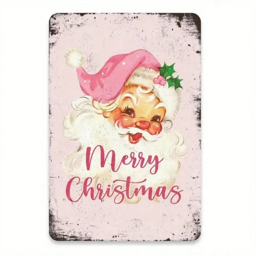 Vintage Weihnachtsmann Metall Blechschild Wanddekoration 8x12 Zoll Retro Weihnachten Urlaub Zuhause Festival Party Kunst