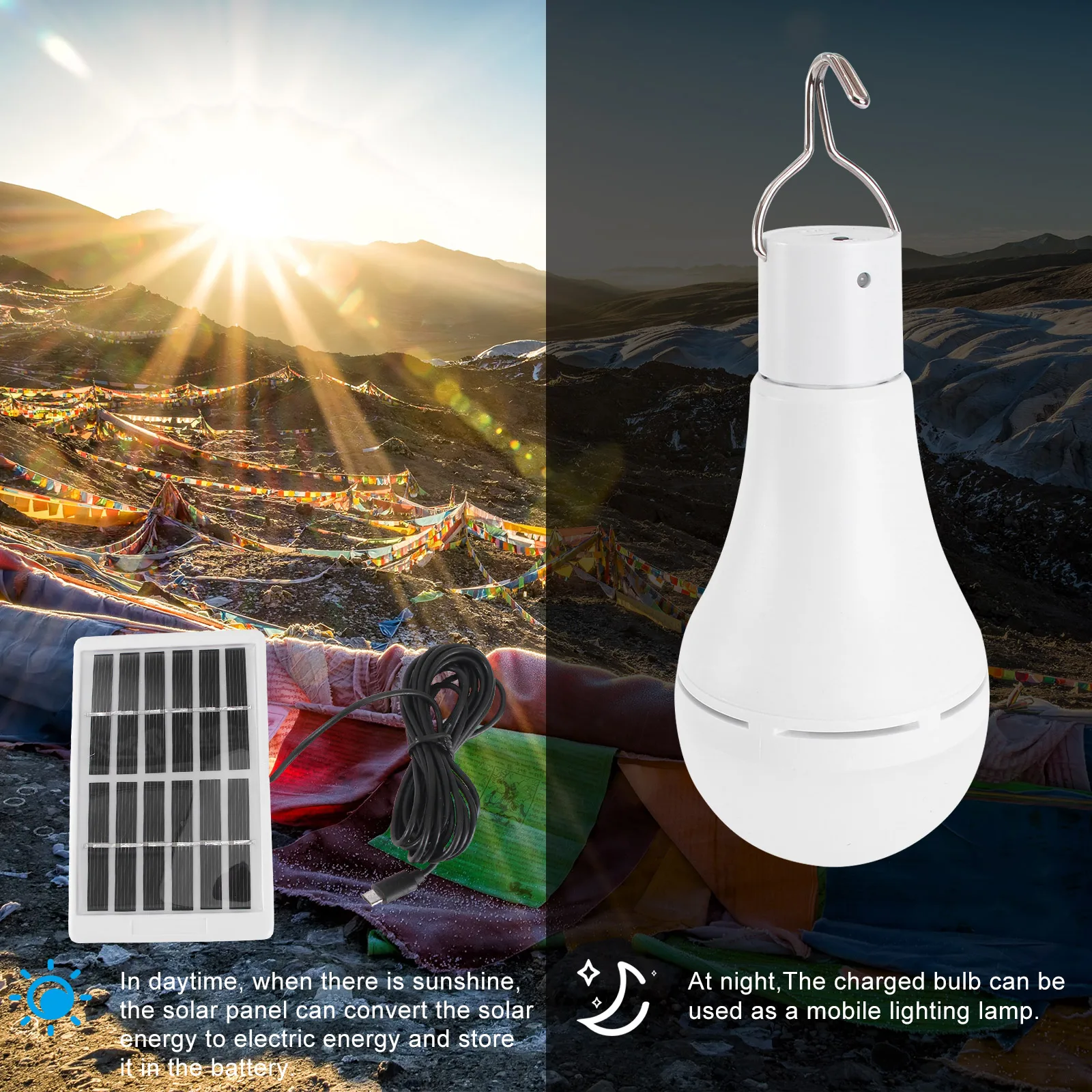 

Solar Powered Led Bulb Outdoor Emergency Lighting Kit Solar Energy Lamp For Camping Fishing Picnic Home Use Rechargeable