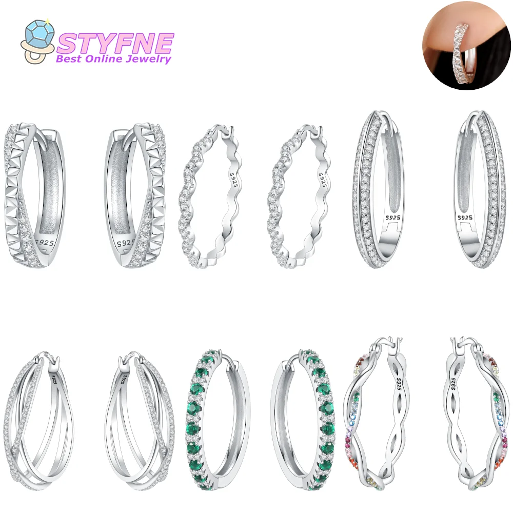 925 Sterling Silver Textured Zirconia Earrings Hoop Earrings for Women Fashion Earrings Jewelry Gifts for Women Official Website