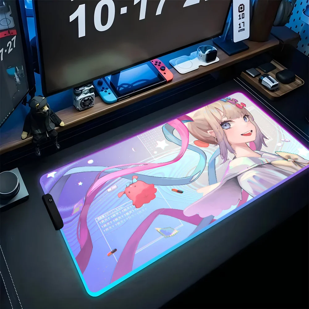 

N-Needy Girl O-Overdose Mousepad XXL RGB Gaming Mouse Pads HD Black Gamer Accessories Large LED