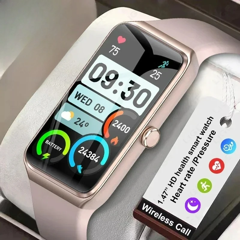

Новые смарт-часы 2026 года с HD-экраном 1,47 дюйма для женщин: спортивный фитнес-браслет, термометр, монитор здоровья, водонепроницаемые женские смарт-часы