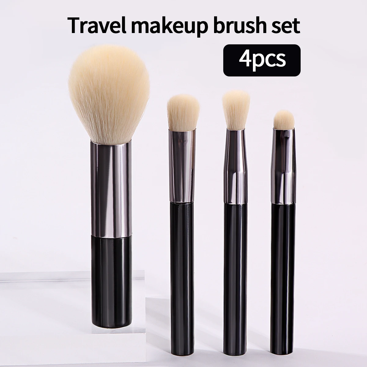 4-delige zachte mini-make-upborstelset, losse poederborstel, blushborstel, concealerborstel, professionele schoonheidstools voor beginners