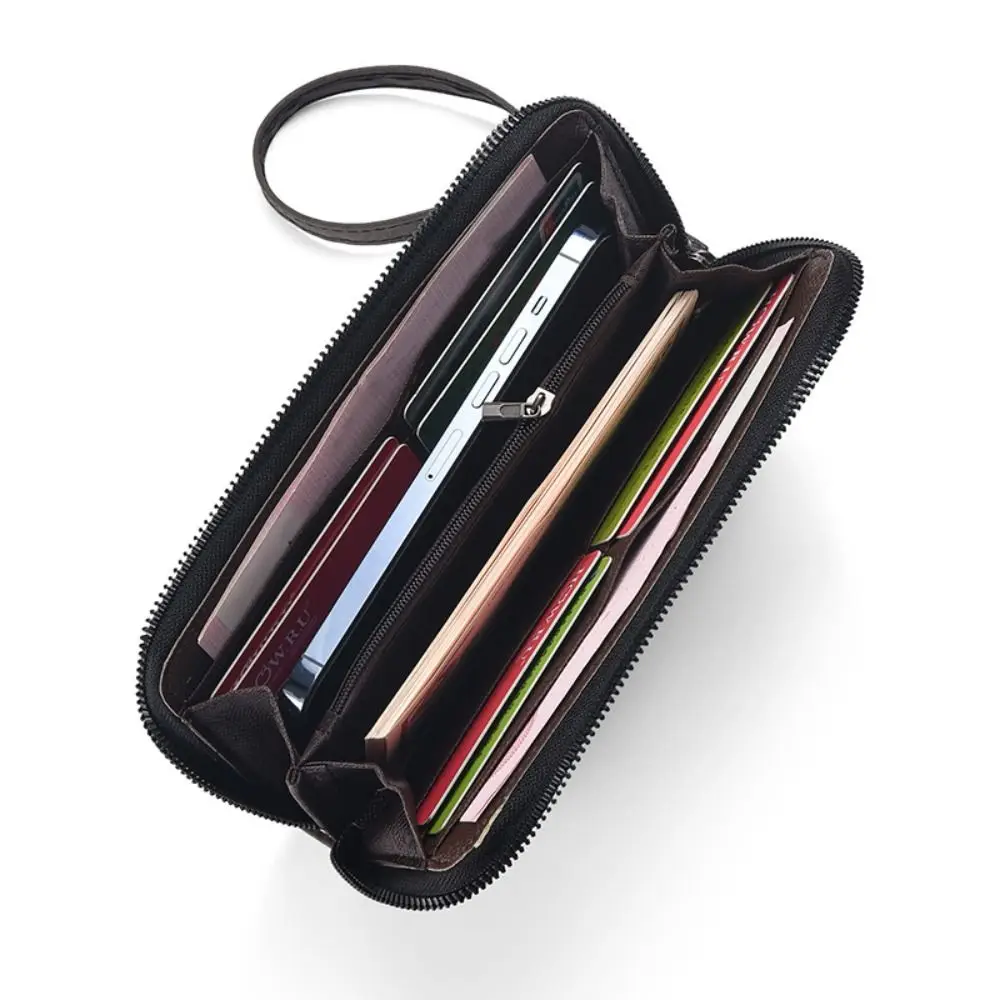 Creative Leather Long PU Wallet Zipper Multiple Card Slots Business Clutch Bag Large Capacity Phone Pouch Men Card Holder Men