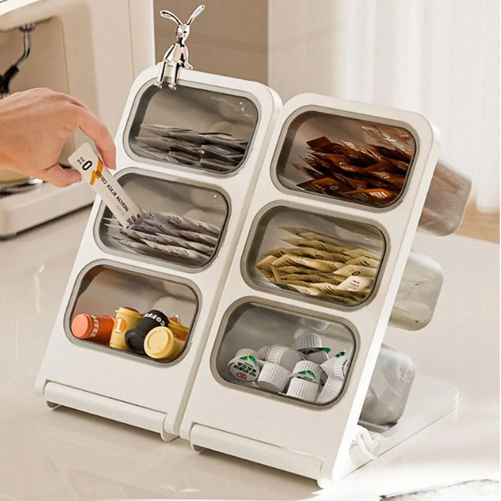 

Removable Desktop Slanting Organizer Large Capacity Plastic Slanted Pen Holder Sturdy with Rabbit Ornament Cosmetics Storage Box