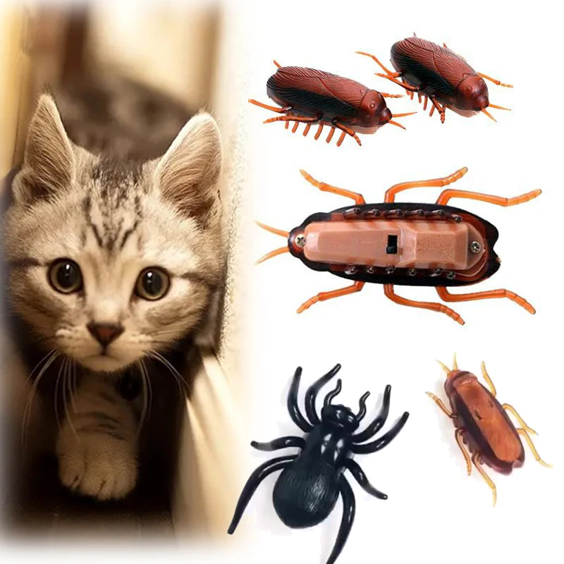 1pcs Cat Interactive Electric Cockroach Toy Simulation Toys Irregular Running Spider Toys for Cats  with Battery Pet Funny Toys