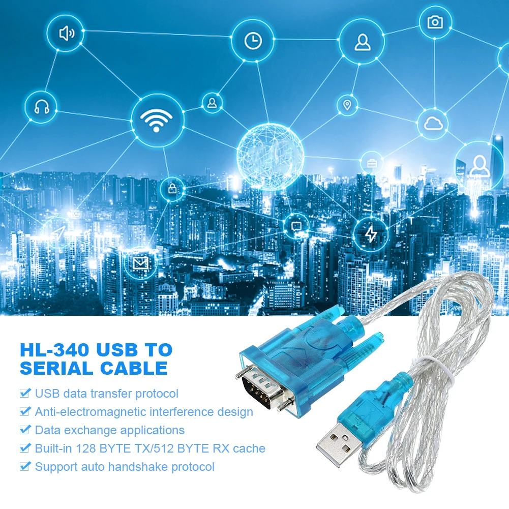 HL-340 USB To RS232 COM Port Serial PDA 9 Pin DB9 Cable Adapter USB To Serial Cable Support for Windows7 64-Bit