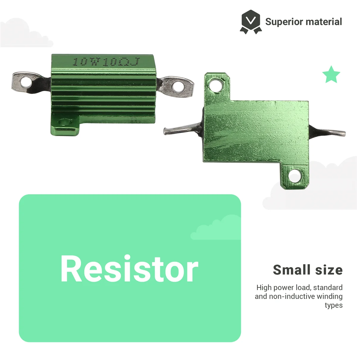 AA80 Green Aluminum Chassis Mounted Wirewound Resistors 10W 10 Ohm 5%