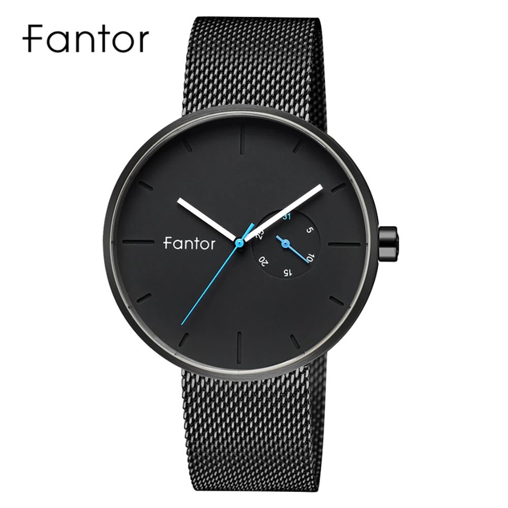 Fantor Top Brand Luxury 42MM Leather Wrist Fashion Design Business Quartz Wristwatches Men Fashion Quartz Watches Waterproof