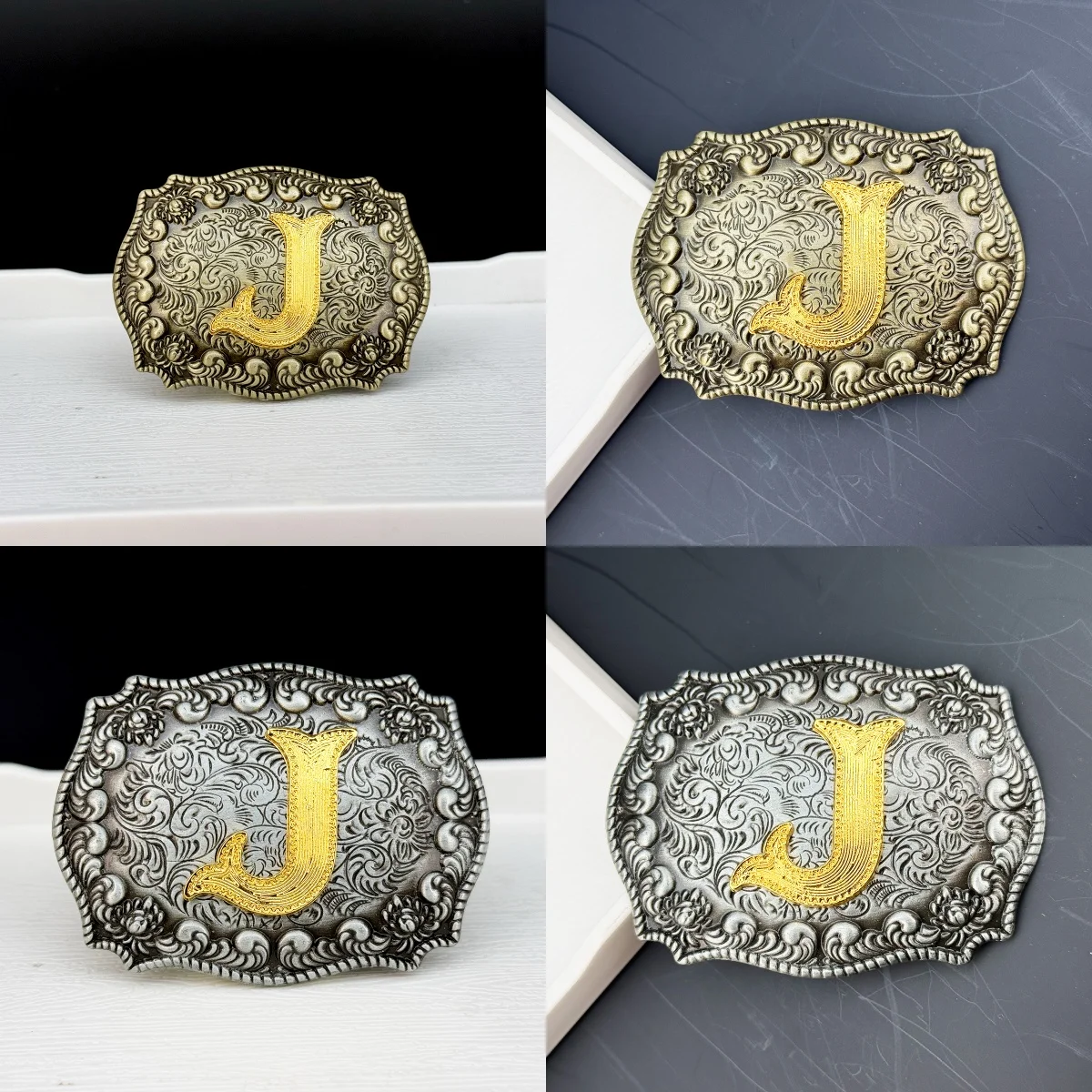 Cross-border European and American ethnic style leather belt buckle metal smooth buckle retro western cowboy versatile waist bel