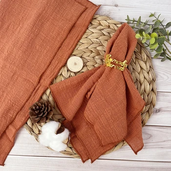 50PCS Terracotta เย็บผ้าผ้าผ้ากันเปื้อนผ้าฝ้าย 30x30 ซม.โรงงานขายส่งผ้า Serviette Gauze ผ้าขนหนูงานแต่งงานตกแต่ง
