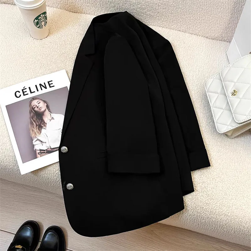 Cappotto Jaet casual da donna autunnale Bla, taglio dritto, in poliestere, versatile e versatile, da donna