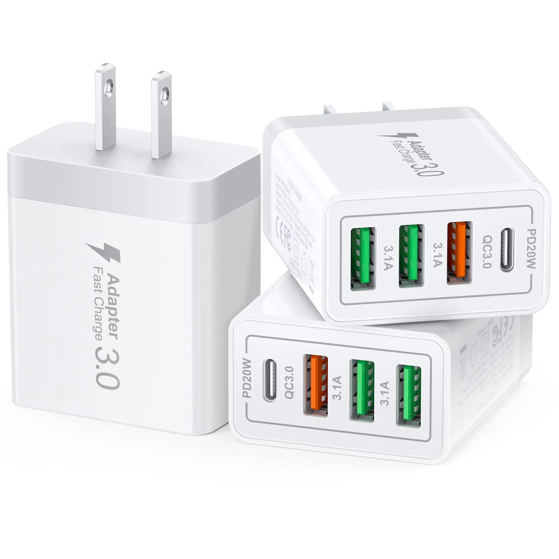 

Type C 3 USB Ports Chagrer Fast Charging Type C USB PD Mobile Phone Power Adapter For iPhone Xiaomi Huawei Samsung Wall Charger