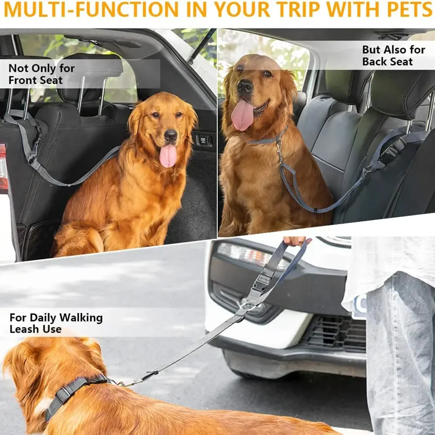 High-quality Adjustable Comfortable Nylon Dogs Harness Collar - Secure Reliable Pet Safety Gear for Versatile Backseat Travel -