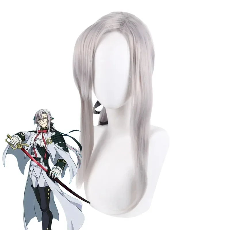 Disfraz de Anime Seraph of The End Ferid Bathory, capa blanca, Tops, abrigo, uniforme de combate, peluca, traje de Carnaval para hombre y mujer de adulto, 5 pies