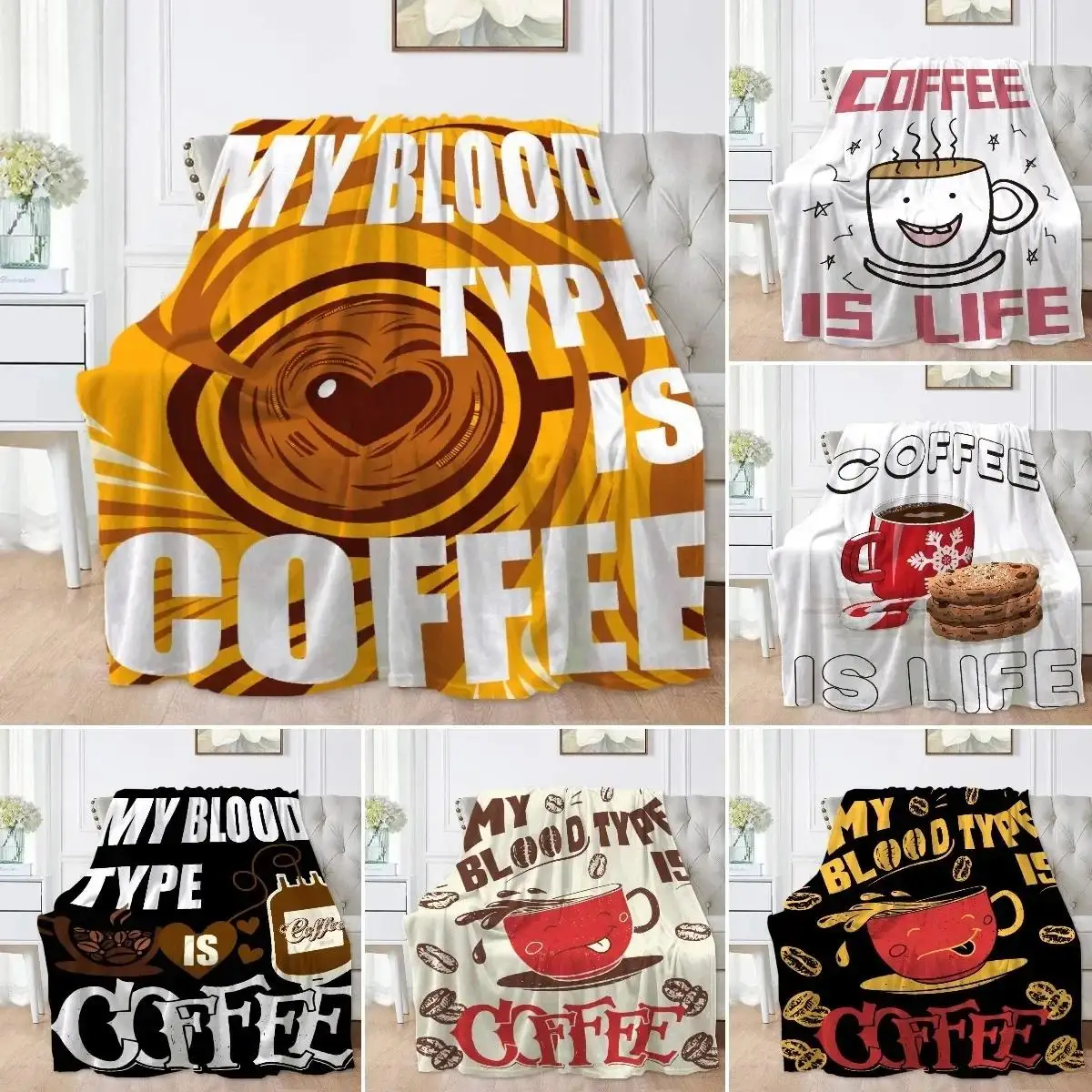 

Мягкий плед Coffee Blood Type для дивана, кровати, кемпинга, милый пушистый уютный плед на все сезоны для домашнего декора, подарки для любителей кофе