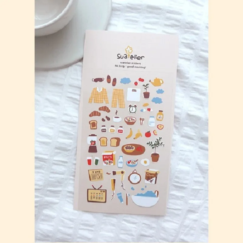 Marca de importação coreana suatelier diário café da manhã alimentos adesivos de papel scrapbooking diy diário papelaria adesivo decoração