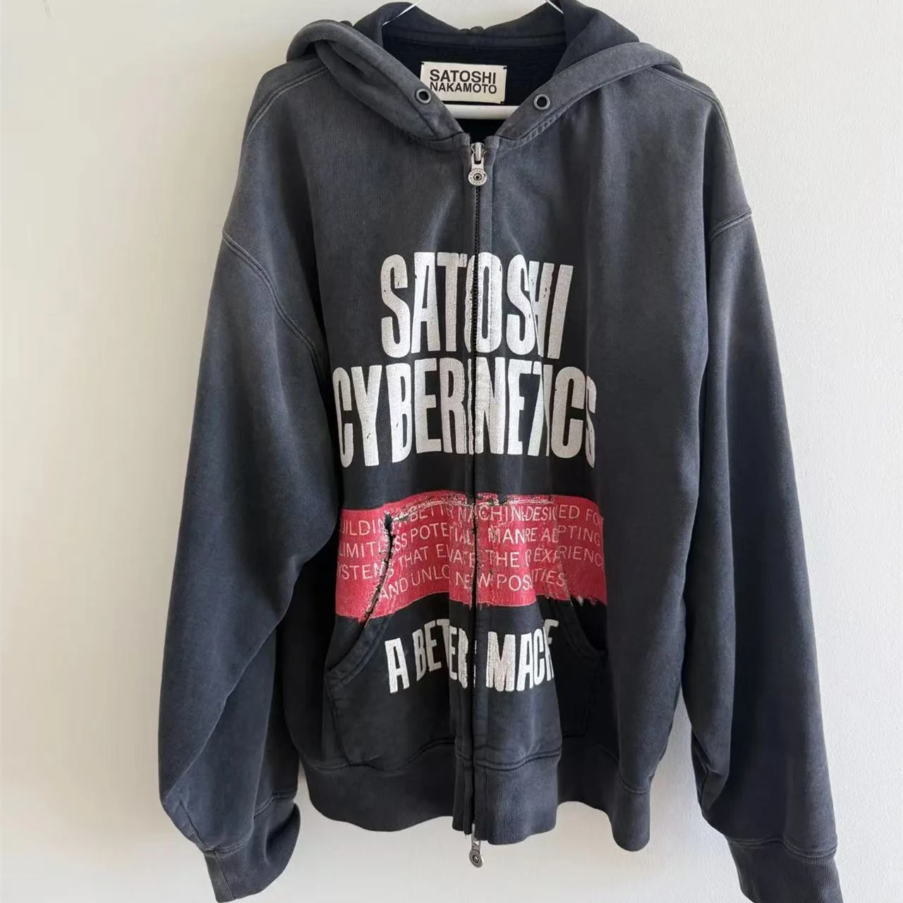 WASHED SATOSHI NAKAMOTO 26SS Cyber​​netics Hole Cardigan Hoodie Men Women Best Quality Hooded Pullover
