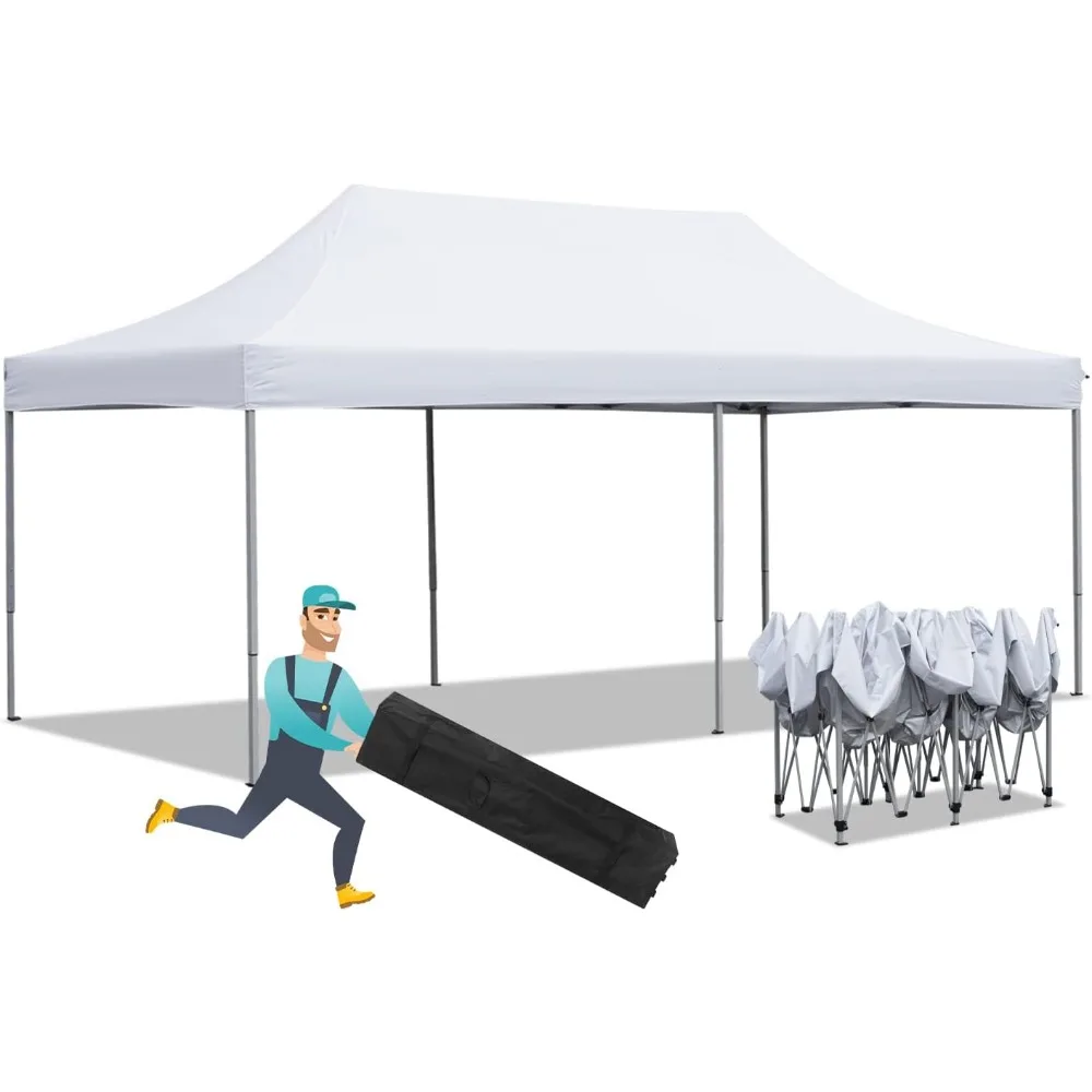 

Всплывающая палатка с навесом 10x20 футов, складные сверхмощные беседки с регулируемой высотой и сумкой на колесиках