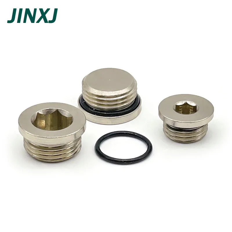 10PCS Copper Sealing Ring Hex Head End Cap Plug M5 1/8 1/4 3/8 1/2 Male Thread Pneumatic Components Fitting Connector Adapter