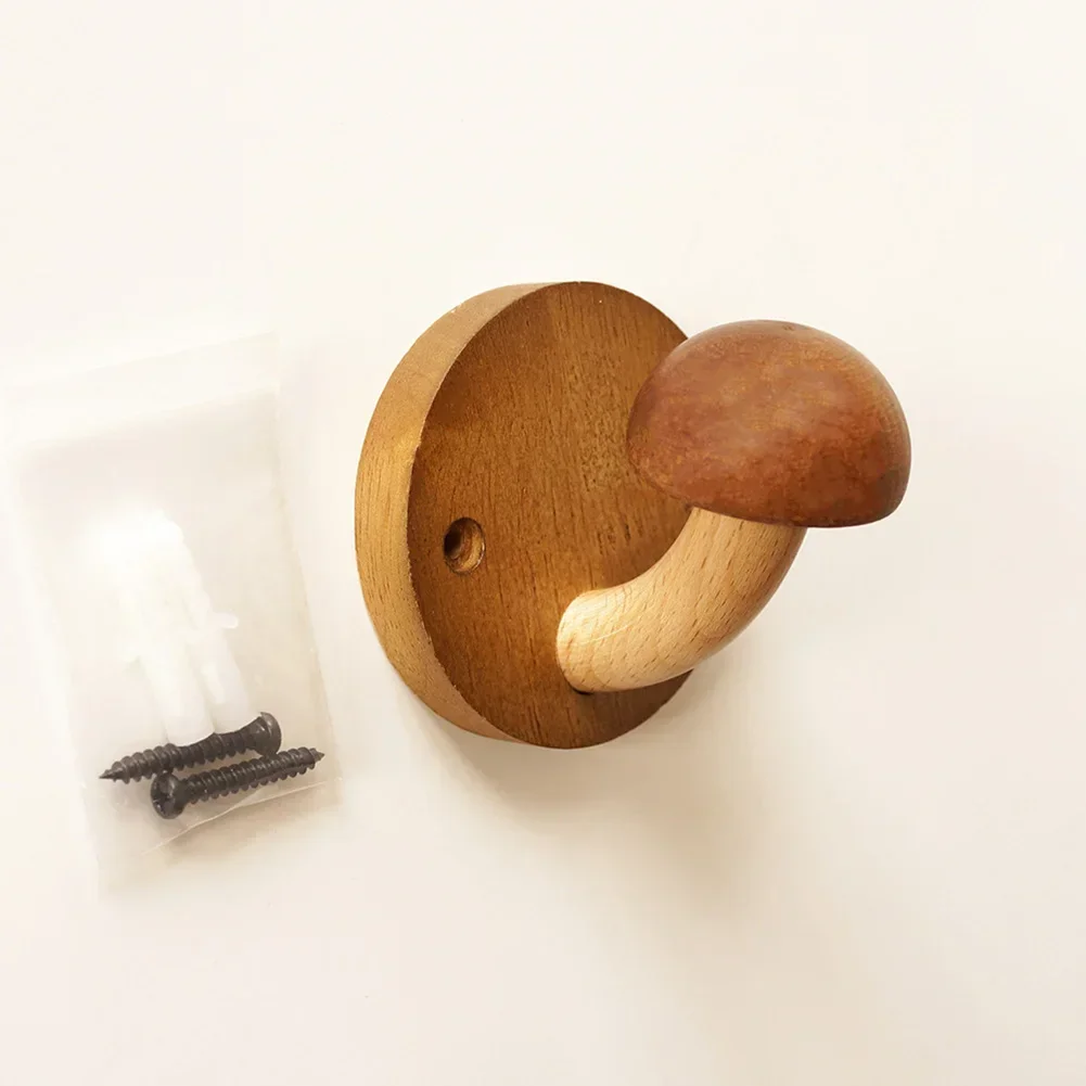 Mushroom Wood Hook Coat Hat Hanger Punch-free Wall Door Key Holder Hooks Multipurpose Kitchen Bathroom Towel Cloth Storage Hook