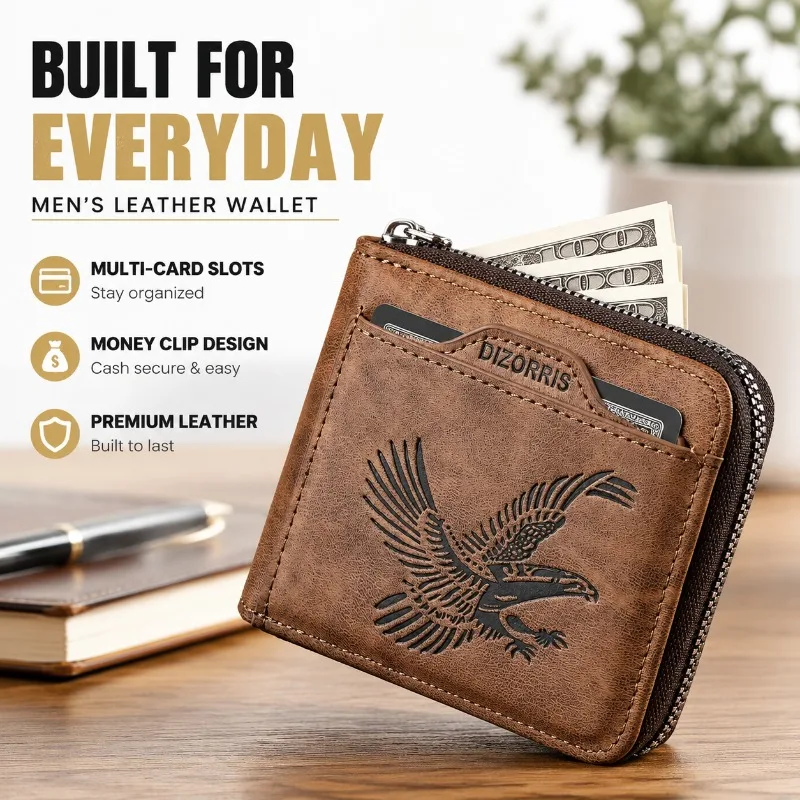 New Horizontal‑style Men Wallet Short‑sized Retro Fashion Large‑capacity Multi‑card‑slot Document‑holder Billfold Portable Male