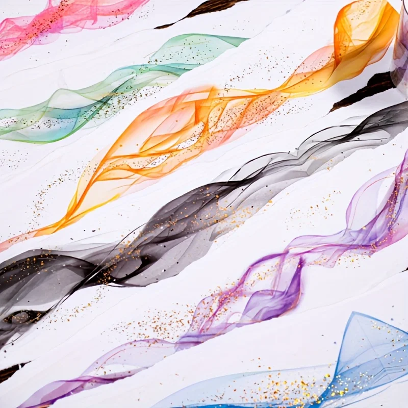 3 rouleaux de ruban PET, série Golden Swirl, artisanat décoratif DIY pour journaux, ordinateurs portables, bouteilles d'eau, coques de téléphone, cartes de vacances