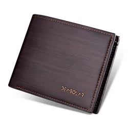 Men's Wallet Student Multi Function ID Credit Card Holder Two -fold Money Clip High Quality Leather Coin Purse