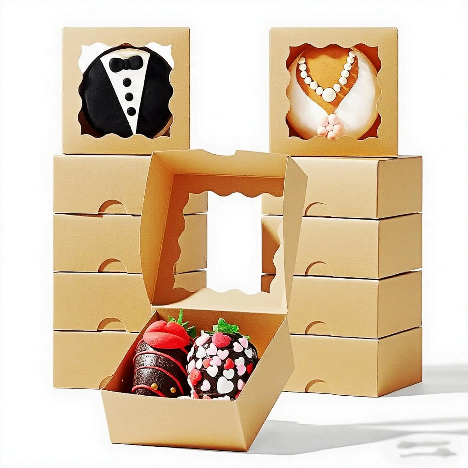 

50Pcs Mini Bakery Boxes with Window for Cookies, Brownies, Donuts, Soap