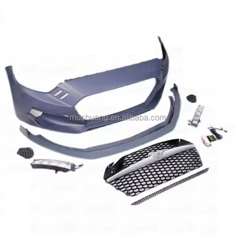 حالة جديدة الألياف الزجاجية بوديكيت ل/د ل موستانج المصد الأمامي والخلفي مصبغة الناشر أجزاء تعديل السيارة الأمامية #2