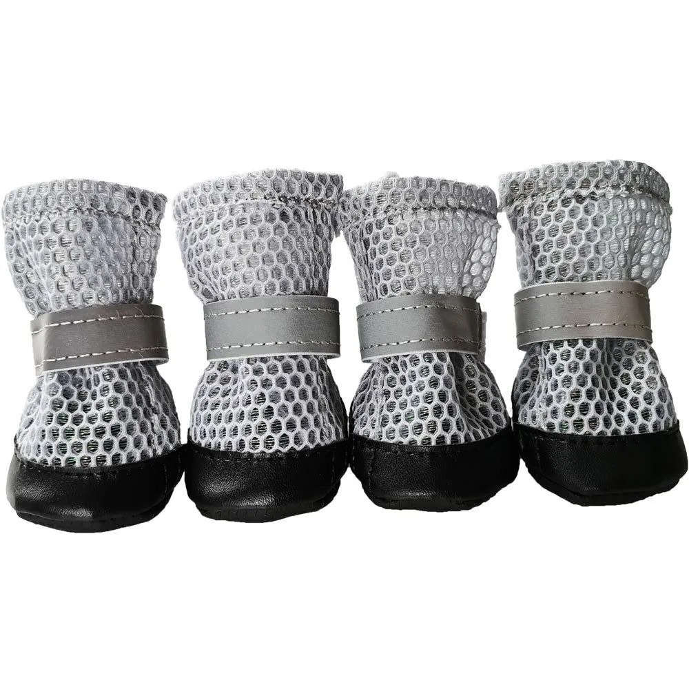 

4pcs/set Reflective Dog Shoes Wear-resistant Anti Slip Pet Foot Covers Adjustable Breathable Pet Paw Protector Floor