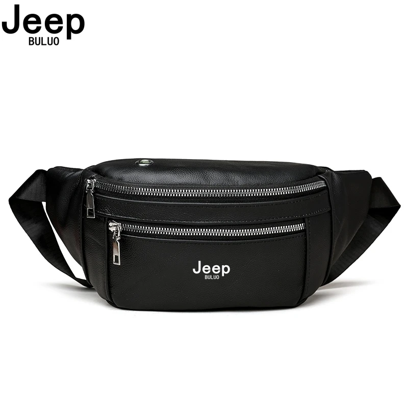 

JEEP BULUO Fashion New Brand Men Chest Bag Genuine Leather Black Brown Casual High Quality Sling Waist Bag Shoulder Crossbody