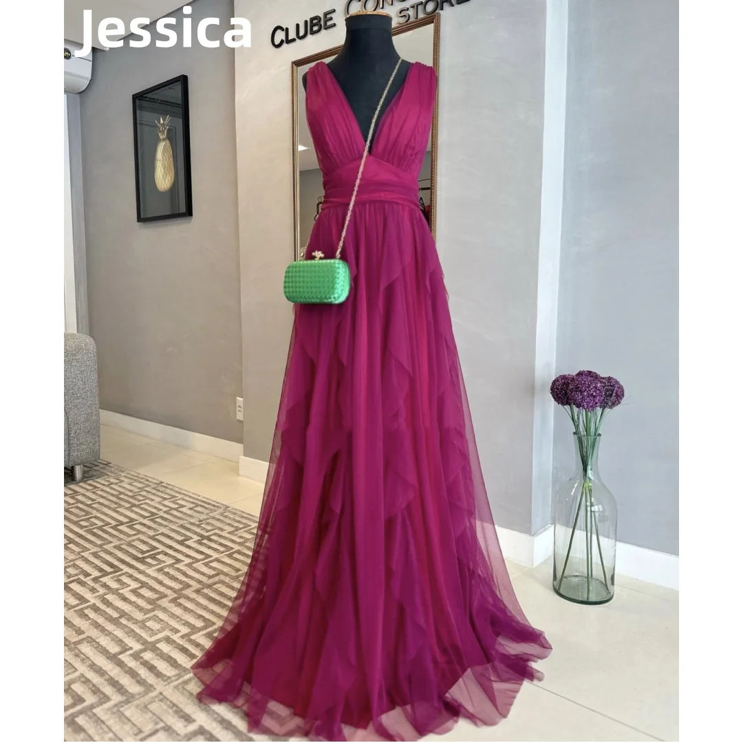 Jessica Purple Prom Dressess Tulle Layered Corset Prom Dress 2024 Vestidos De Fiesta Elegant Ladies Wedding Dinner Party Dresses