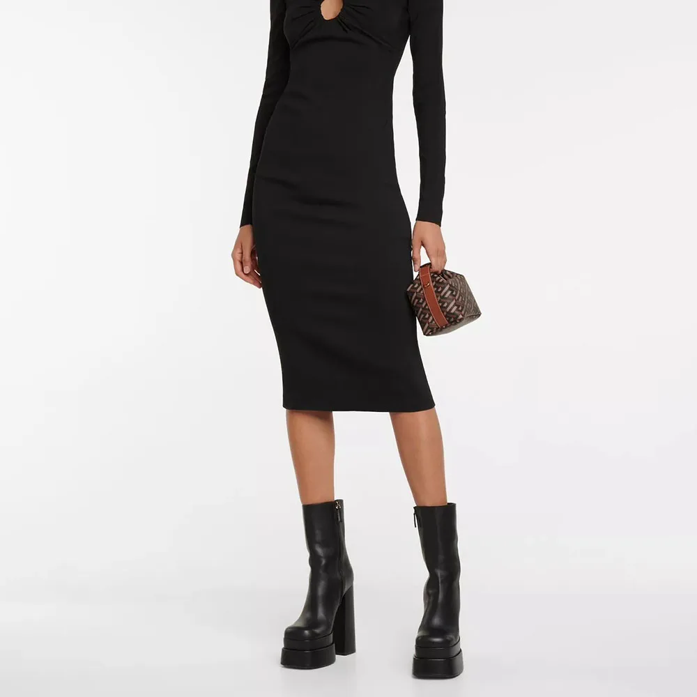 DoraTasia INS الشارع المفاجئة الساحرة منصة مستديرة الرأس كعب مكتنز المرأة منتصف العجل الأحذية فاسق القتالية الجانب سستة أحذية امرأة