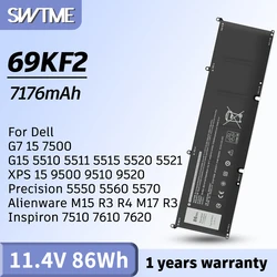 69KF2 Battery Dell G7 15 7500 G15 5510 5515 5520 XPS 15 9500 9510 Precision 5550 5560 Alienware M15 M17 R3 R4 Inspiron 7510 7610