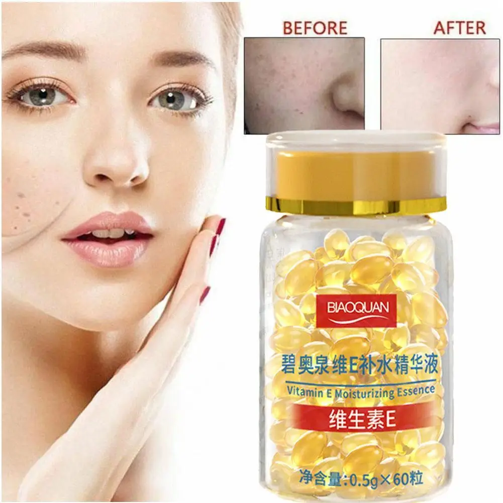 

Vitamin E Soft Capsules Serum Hydrating Essence Removal Spot Capsules Treatment Moisturizing Acne Freckle 60pcs/bottle