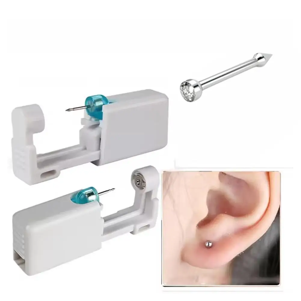 

Disposable Ear Piercer Sterile Ear Nose Disinfect Self Piercing Gun No Pain Piercer Tool Kit Machine With Earrings Body Jewelry