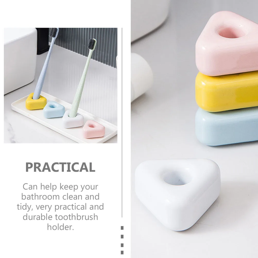 

4Pcs Toothbrush Holder Ceramic Desktop Multifunction Bathroom Accessory Household Toothbrush Stand Reliable
