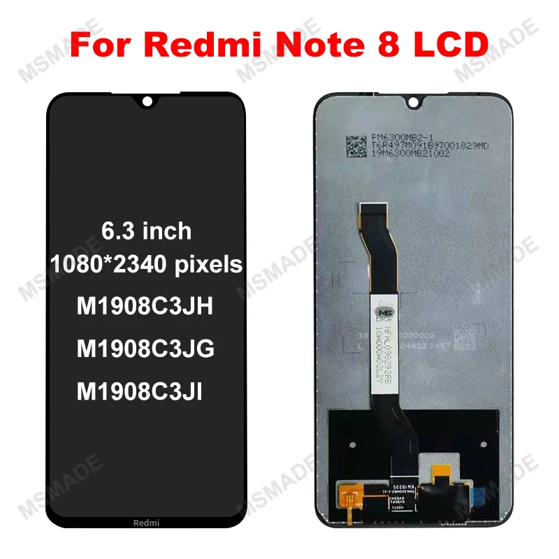AAA Super IPS For Xiaomi Redmi Note 8 Pro M1906G7I Display With Frame Digitizer LCD Replacement Pantalla For Redmi Note 8 LCD image 2