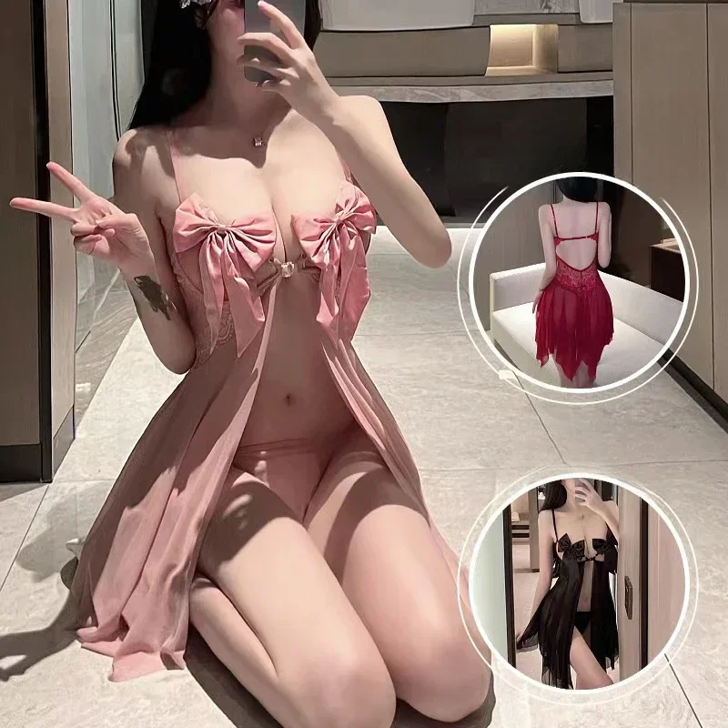 Abiti sessuali Reggiseno con apertura sul cavallo Indumenti da notte in pizzo Costumi erotici caldi sexy Matrimonio Body erotico Donne Babydoll Abito Lingerie sexy