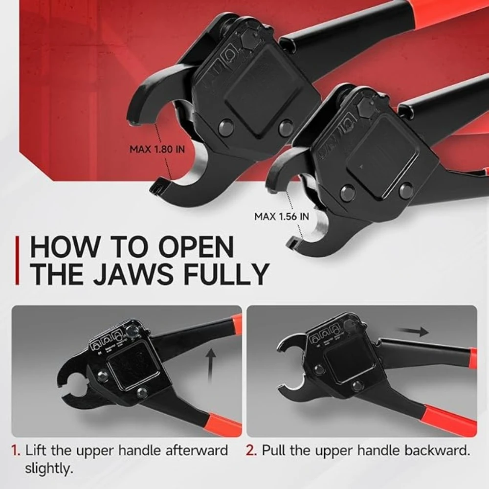 أداة تجعيد الأنابيب F1807 PEX لرأس الزاوية لحلقات النحاس، مجموعة 2 مقاس 1/2 و3/4 بوصة مع قاطع، مناسبة للمساحات الضيقة - تخفيضات كبيرة #4