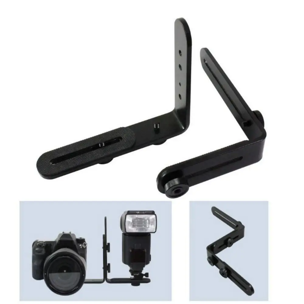Aluminum Alloy Camera Flash Bracket Holder L-Shaped standard 1/4 screw holes Flash Light Bracket Durable Sturdy