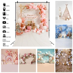 Newborn Baby 1st Birthday Party Backdrop Colorful Balloon Kids Baby Shower Cake Smash Photography Background Decor Photo Studio