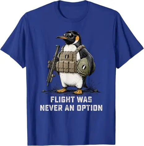 Lustiges taktisches T-Shirt mit Pinguin-Grafik „Flight Was Never An Option“ Y2k Sarkastisches Pinguin-Vogel-Grafik-Bekleidungsstück Herrenmode-T-Shirt – Detail 10