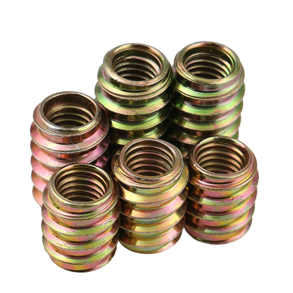 M4 - M10 Furniture Pass-through Drive Nut Unhead Internal / External Threaded Color Zinc Plated Carbon Steel Wood Insert Nuts