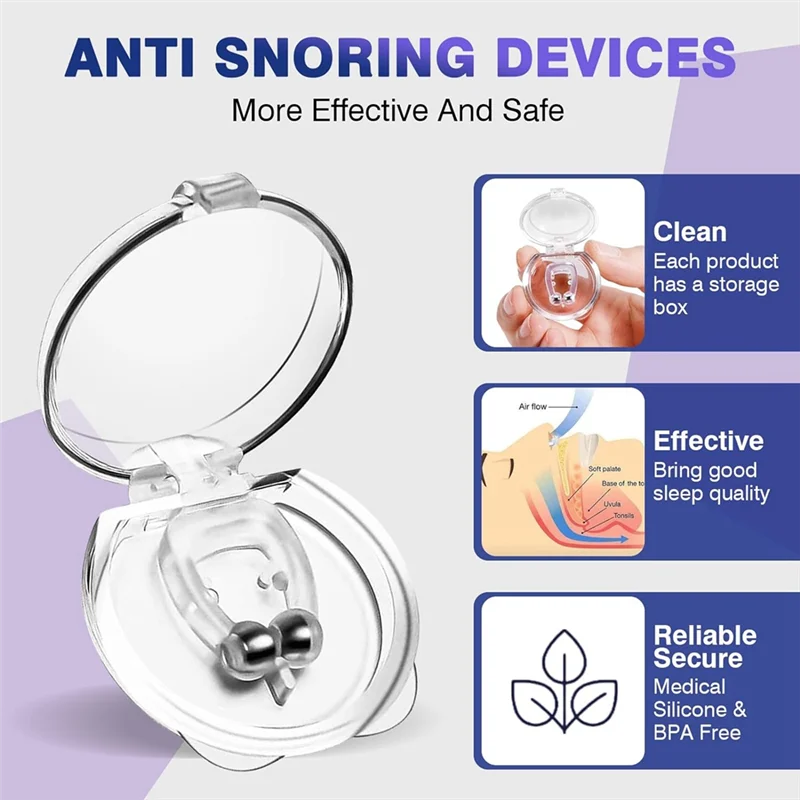 AT14 Anti Snoring Devices, Snore Stopper Snoring Solution For Comfortable And Quieter Sleep, 8PCS
